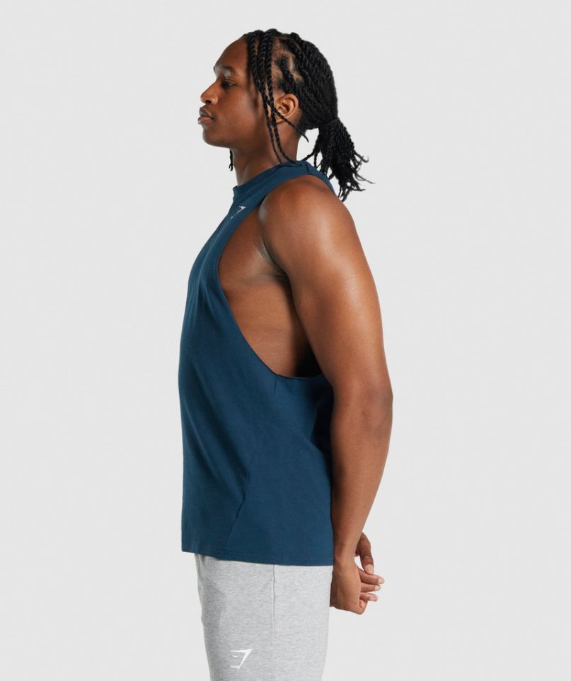 Men's Gymshark Critical 2.0 Drop Arm Tanks Navy | NZ 2VRZBN